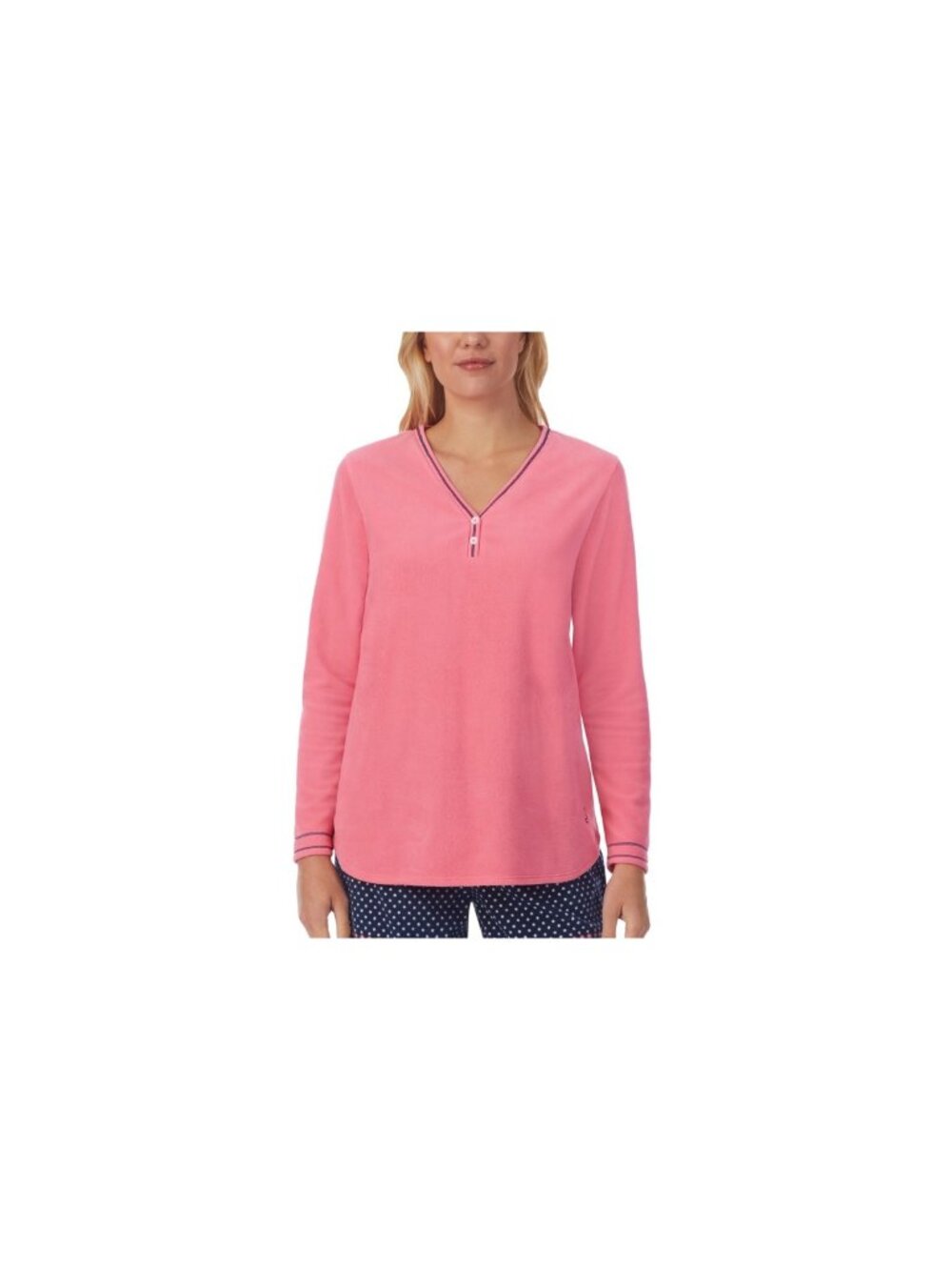 Cuddl Duds Womens Henley Top Pink Size Large